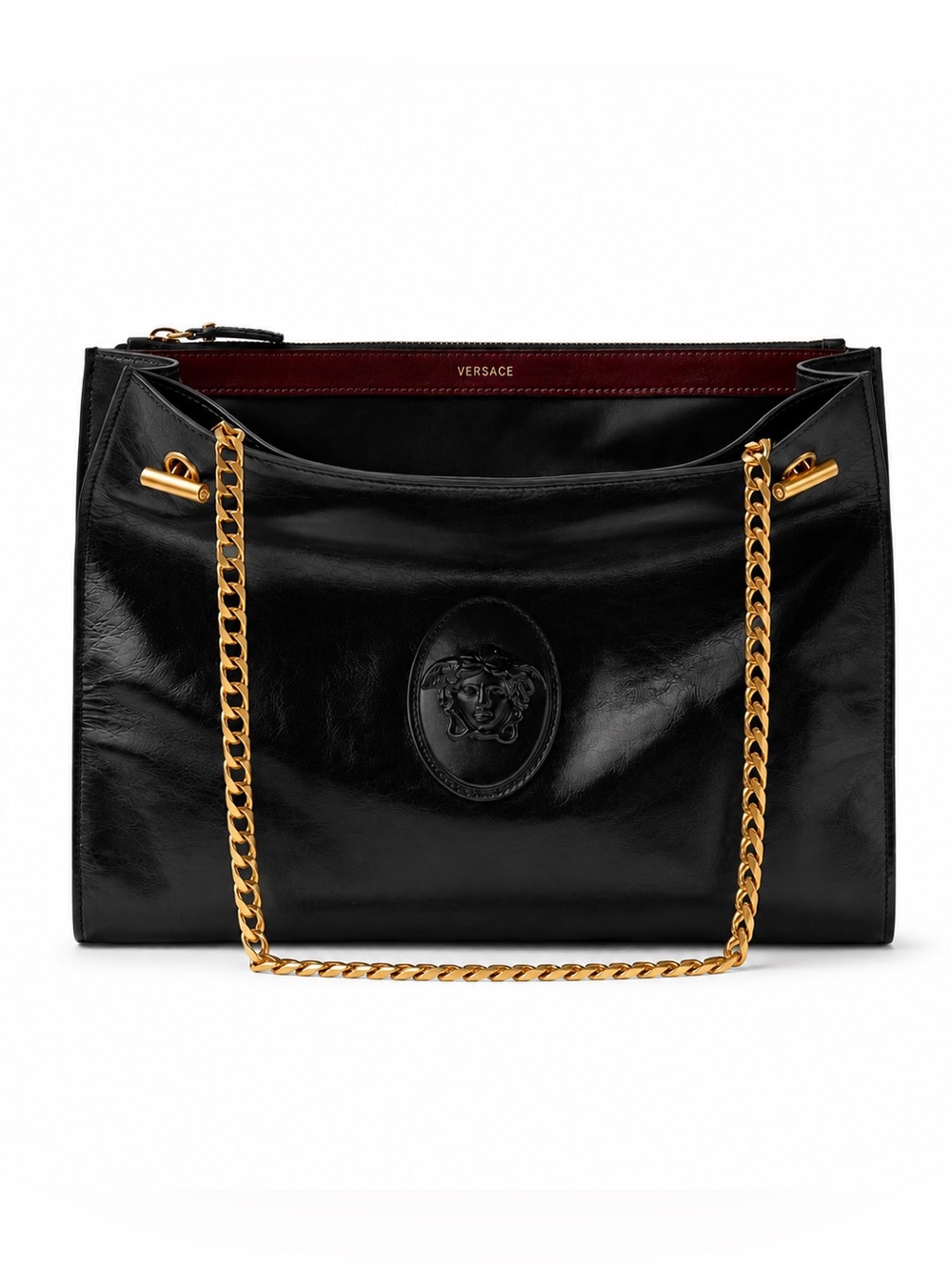 Versace Cabine Leather Shoulder Bag Black NWOT Medusa Authentic $3750
